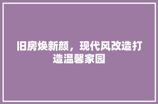 旧房焕新颜，现代风改造打造温馨家园