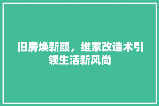 旧房焕新颜，维家改造术引领生活新风尚
