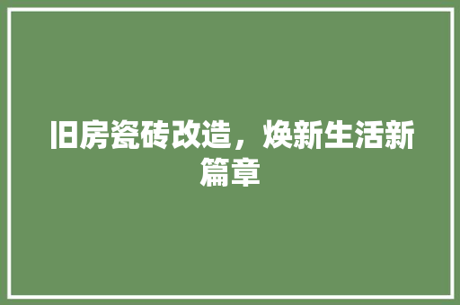 旧房瓷砖改造，焕新生活新篇章