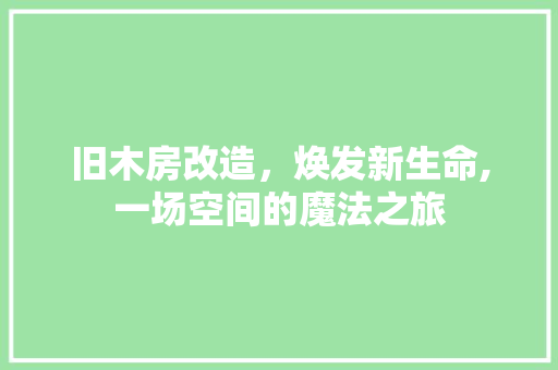 旧木房改造，焕发新生命,一场空间的魔法之旅
