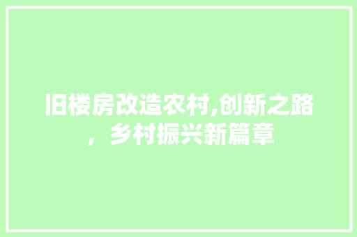 旧楼房改造农村,创新之路，乡村振兴新篇章