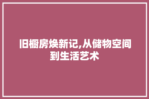 旧橱房焕新记,从储物空间到生活艺术