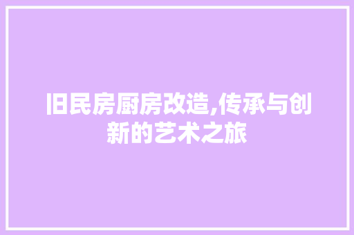 旧民房厨房改造,传承与创新的艺术之旅