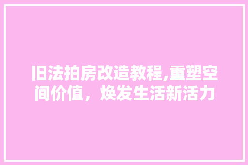 旧法拍房改造教程,重塑空间价值，焕发生活新活力