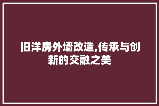 旧洋房外墙改造,传承与创新的交融之美