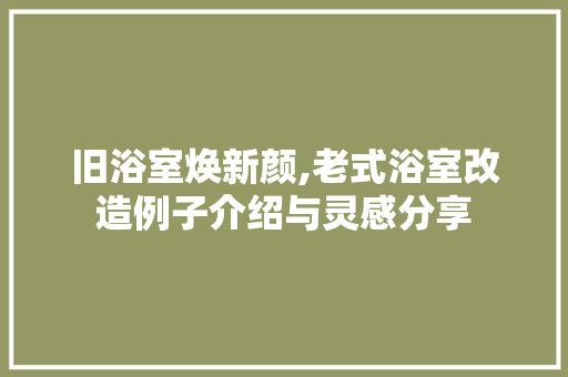 旧浴室焕新颜,老式浴室改造例子介绍与灵感分享