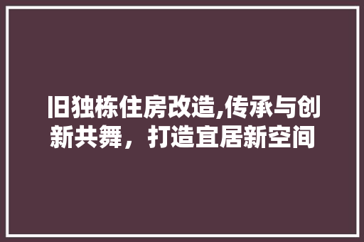 旧独栋住房改造,传承与创新共舞，打造宜居新空间