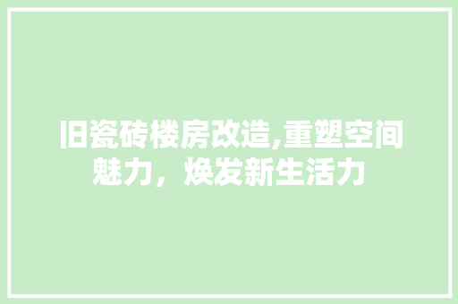 旧瓷砖楼房改造,重塑空间魅力，焕发新生活力