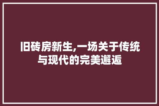 旧砖房新生,一场关于传统与现代的完美邂逅