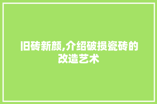 旧砖新颜,介绍破损瓷砖的改造艺术