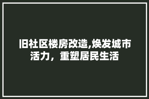 旧社区楼房改造,焕发城市活力，重塑居民生活