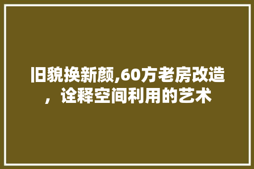 旧貌换新颜,60方老房改造，诠释空间利用的艺术