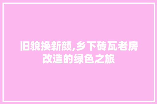 旧貌换新颜,乡下砖瓦老房改造的绿色之旅