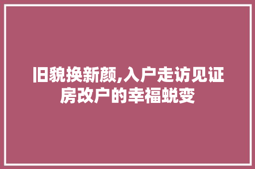 旧貌换新颜,入户走访见证房改户的幸福蜕变