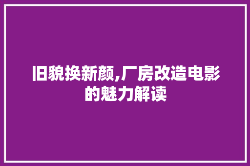 旧貌换新颜,厂房改造电影的魅力解读