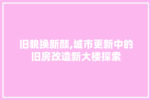 旧貌换新颜,城市更新中的旧房改造新大楼探索
