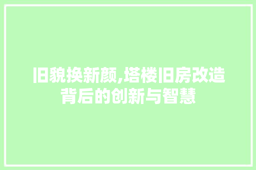 旧貌换新颜,塔楼旧房改造背后的创新与智慧