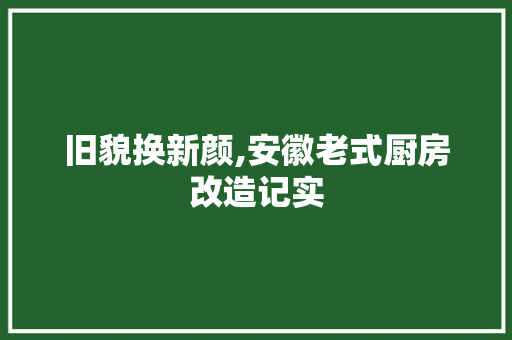 旧貌换新颜,安徽老式厨房改造记实