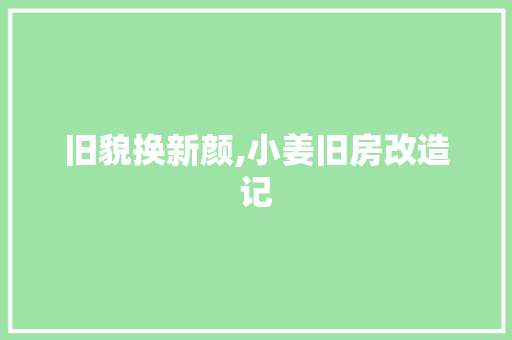 旧貌换新颜,小姜旧房改造记