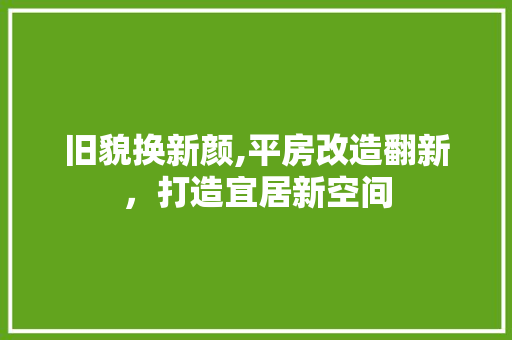 旧貌换新颜,平房改造翻新，打造宜居新空间