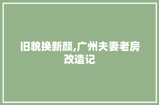 旧貌换新颜,广州夫妻老房改造记