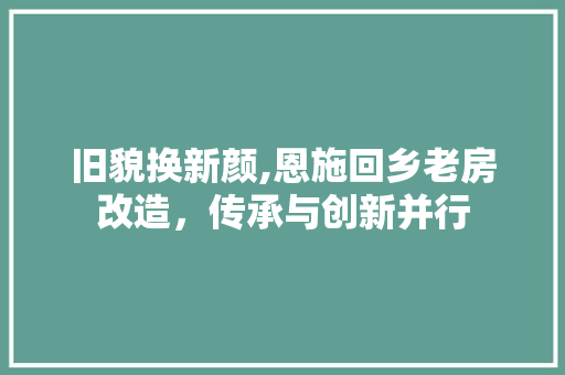 旧貌换新颜,恩施回乡老房改造，传承与创新并行