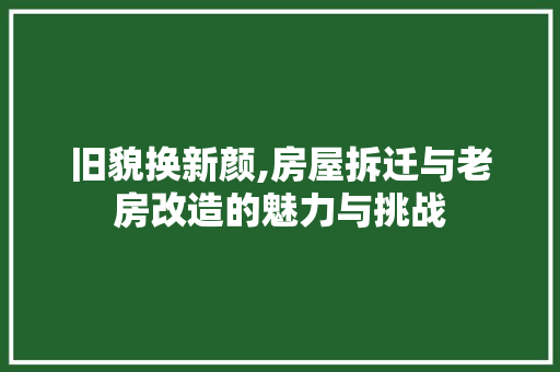 旧貌换新颜,房屋拆迁与老房改造的魅力与挑战