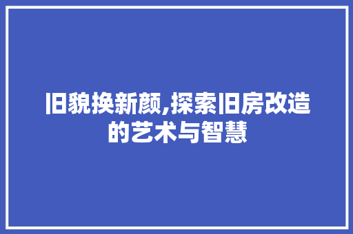 旧貌换新颜,探索旧房改造的艺术与智慧