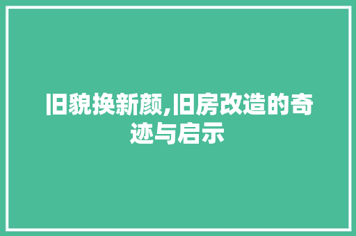 旧貌换新颜,旧房改造的奇迹与启示