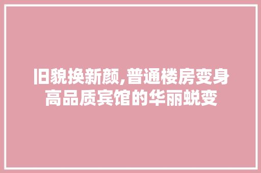 旧貌换新颜,普通楼房变身高品质宾馆的华丽蜕变