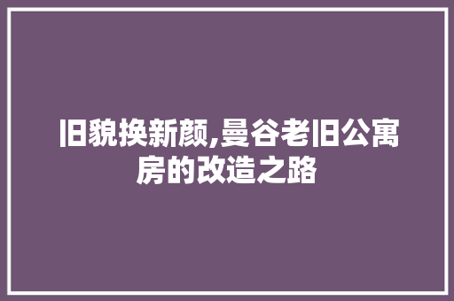 旧貌换新颜,曼谷老旧公寓房的改造之路