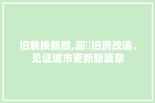 旧貌换新颜,沥滘旧房改造，见证城市更新新篇章