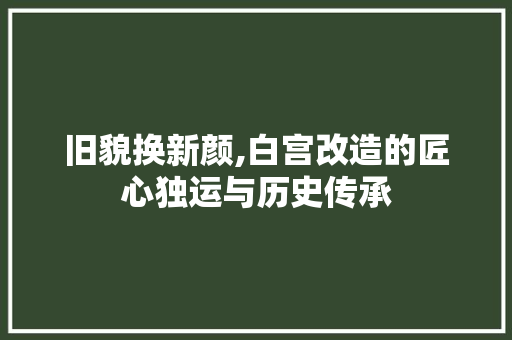 旧貌换新颜,白宫改造的匠心独运与历史传承