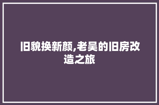旧貌换新颜,老吴的旧房改造之旅