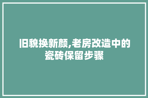旧貌换新颜,老房改造中的瓷砖保留步骤