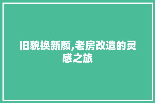 旧貌换新颜,老房改造的灵感之旅