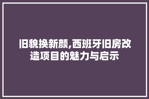 旧貌换新颜,西班牙旧房改造项目的魅力与启示 家电维修
