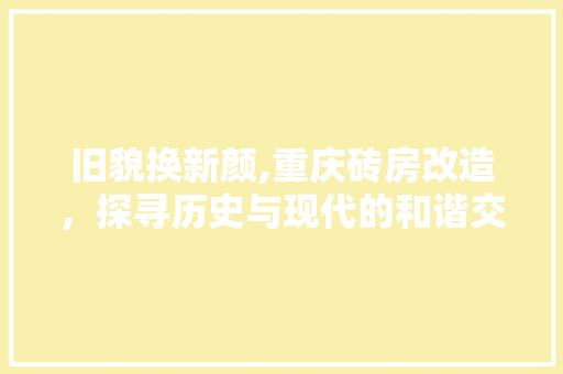 旧貌换新颜,重庆砖房改造，探寻历史与现代的和谐交融 户内维修