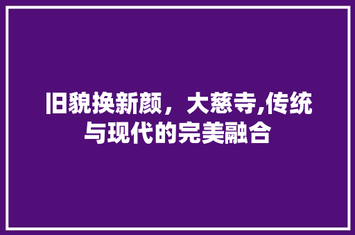 旧貌换新颜，大慈寺,传统与现代的完美融合