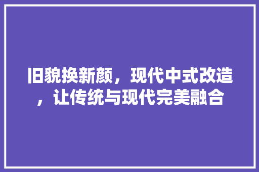 旧貌换新颜，现代中式改造，让传统与现代完美融合 户内维修