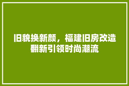 旧貌换新颜，福建旧房改造翻新引领时尚潮流 墙体维修
