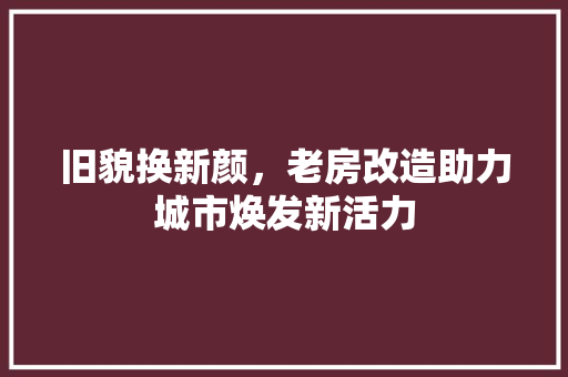 旧貌换新颜，老房改造助力城市焕发新活力