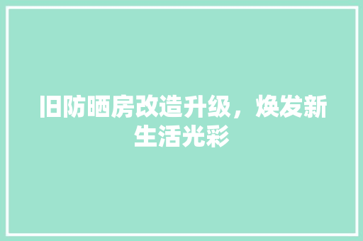 旧防晒房改造升级，焕发新生活光彩 厨房维修