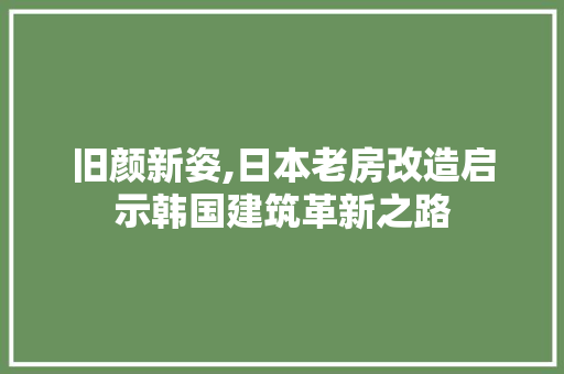 旧颜新姿,日本老房改造启示韩国建筑革新之路 厨房维修