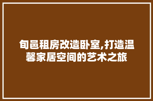 旬邑租房改造卧室,打造温馨家居空间的艺术之旅