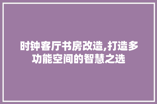 时钟客厅书房改造,打造多功能空间的智慧之选 厨房维修