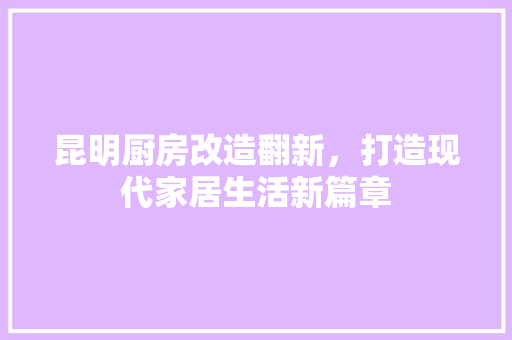 昆明厨房改造翻新，打造现代家居生活新篇章
