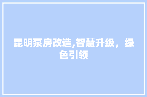 昆明泵房改造,智慧升级，绿色引领 墙体维修