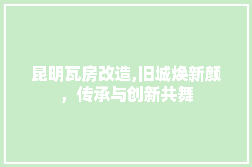 昆明瓦房改造,旧城焕新颜，传承与创新共舞 居家维修