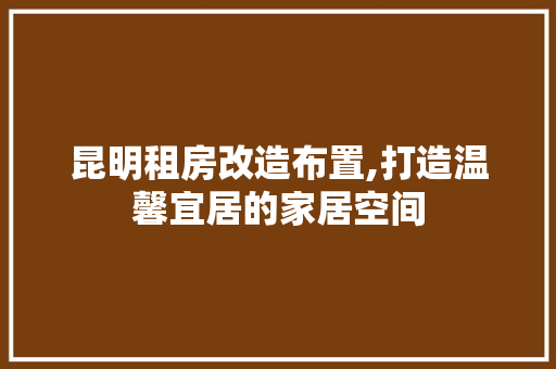昆明租房改造布置,打造温馨宜居的家居空间 厨房维修